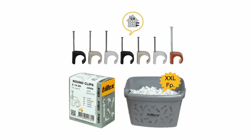 Clips för runda kablar i asker