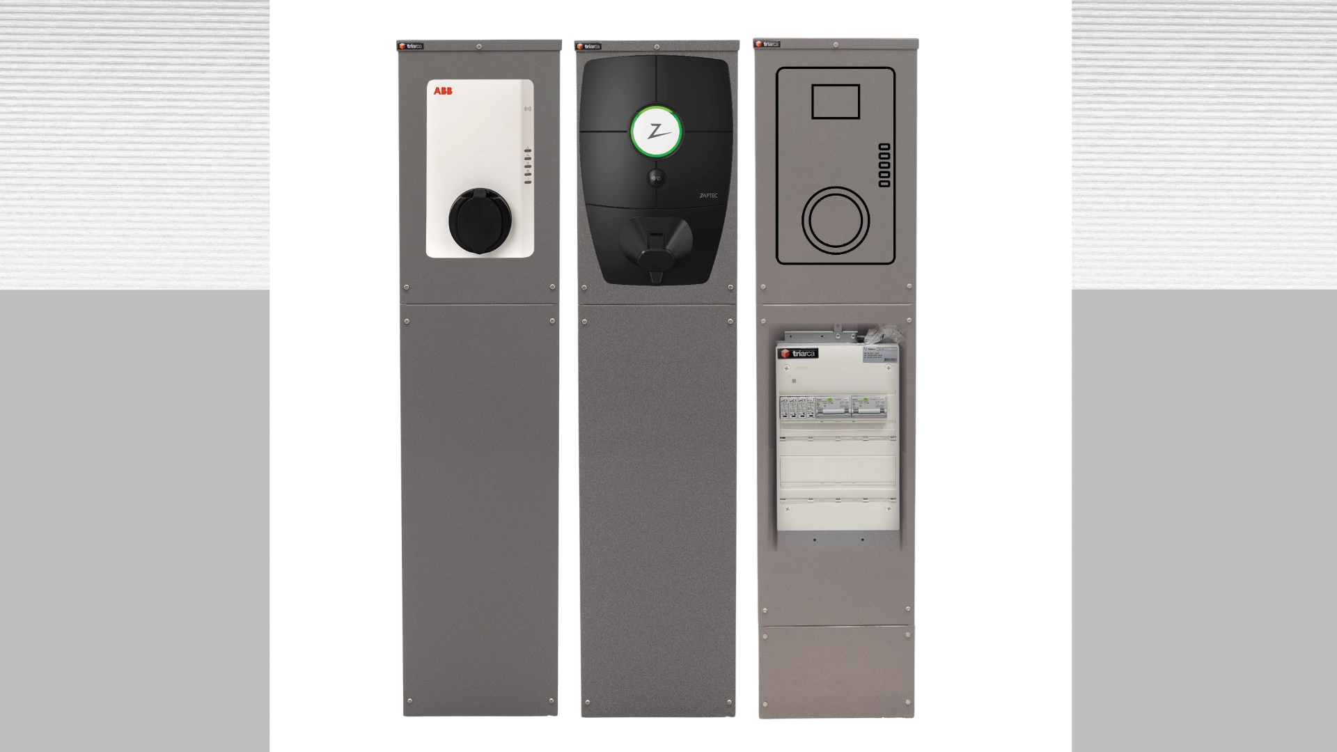 GObox® GR22 Laddstation förberedd för AC-laddboxar upp till 22 kW Triarcas universella laddstation inklusive grundläggande elektriska komponenter.  Förberedd för de mest populära AC-laddarna på marknaden