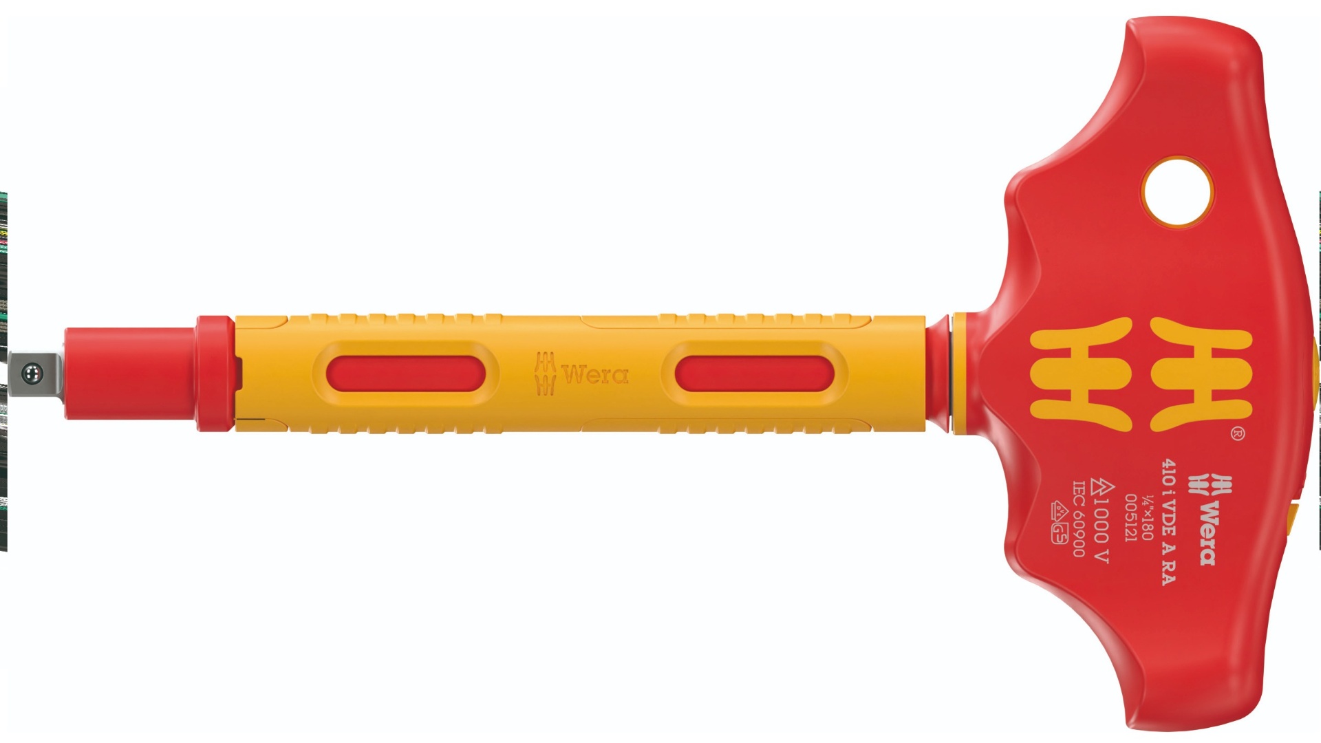 410 i VDE A RA VDE-insulated T-handle adapter screwdriver with ratchet functionality for 1/4″ sockets