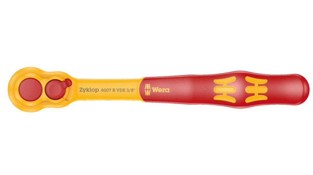 8007 B VDE Zyklop spärrhandtag, isolerat, med omkopplingsspak, med 3/8″-fattning