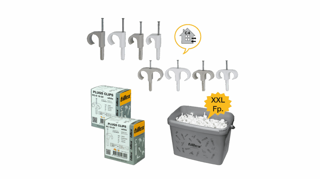 Plug clips for round cable, single and double