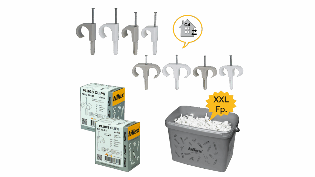 Plug clips for round cable, single and double