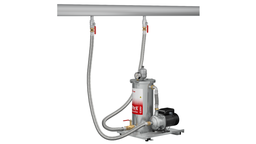 TTM FiltrX C250 renar värmesystemet från magnetit och smuts