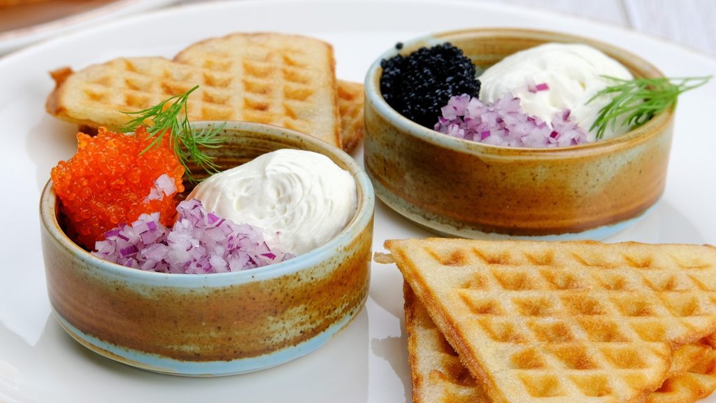 Seafood waffles