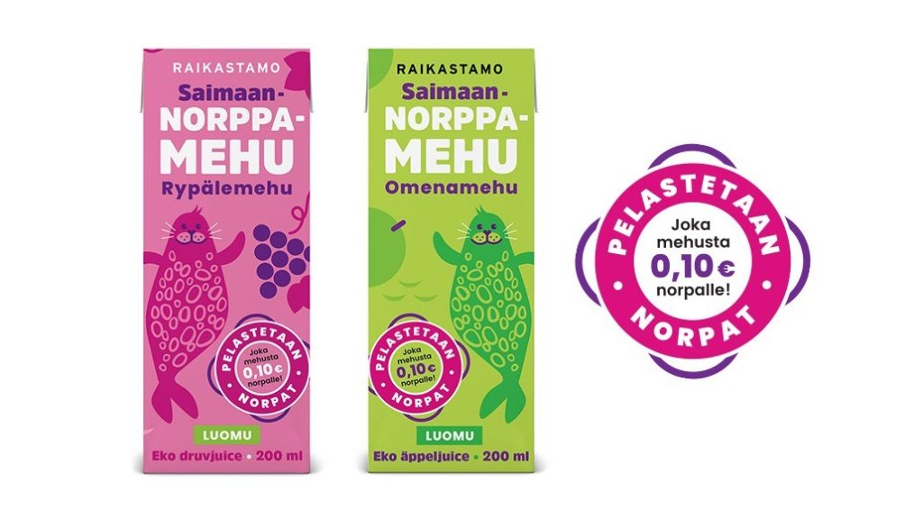 Raikastamo Saimaa ringed seal Organic Juice Boxes