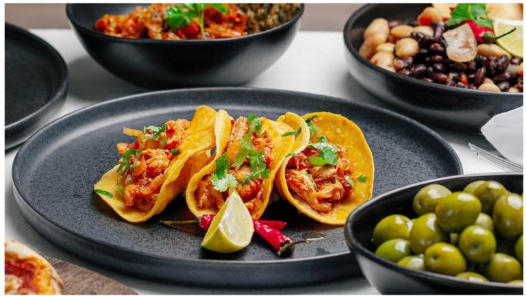 Corn tortillas with Mexican ingredients