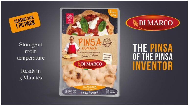 Pinsa Romana Classic 1-pack, rumstempererad. Krispig, lätt och redo att toppas – 230 g av det romerska originalet. Förvaras i rumstemperatur. Perfekt för snabb servering och takeaway – ingen kyl krävs.