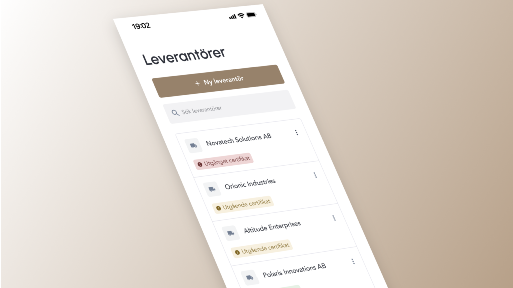 Supplier & certificate management