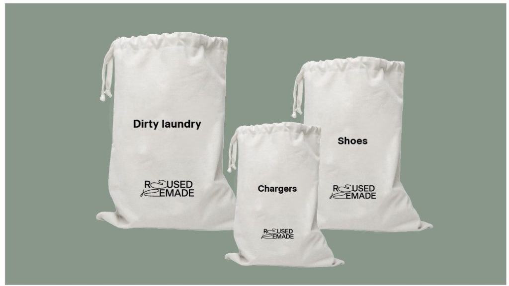 Resepåsar med Reused Remade tryck