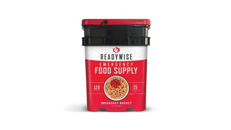 Freeze-dried food ReadyWise 120 Serving Breakfast Bucket with 25 years shelflife