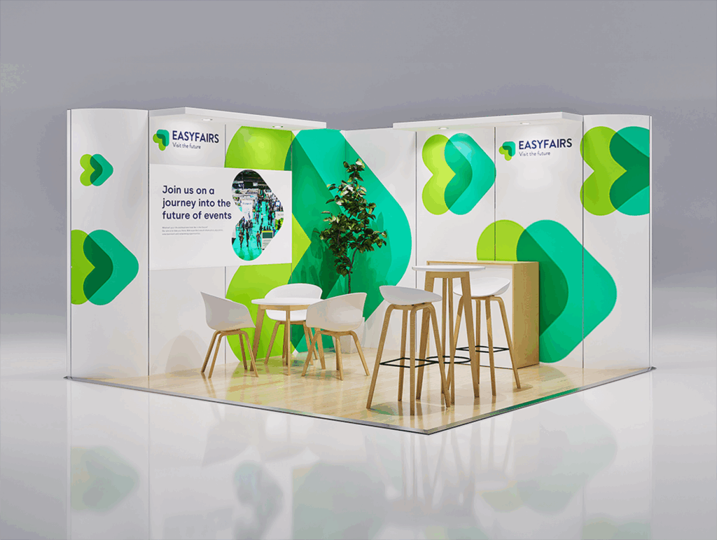 Inredd monter profilerade väggar