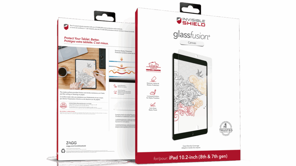 InvisibleShield GlassFusion+ Canvas Apple iPad 10.2 Case friendly screen