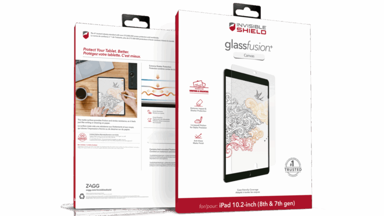 InvisibleShield GlassFusion+ Canvas Apple iPad 10.2 Case friendly screen