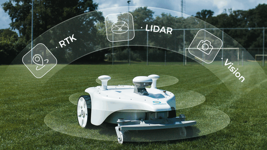 Thor-Mähroboter mit 3D-LiDAR-Kamera für Parks, Sportplätze und Golfplätze. Mäht 3,5 Hektar pro Tag.