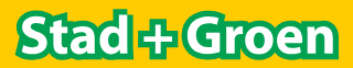 Logo met tekst Stad + Groen in groen en wit