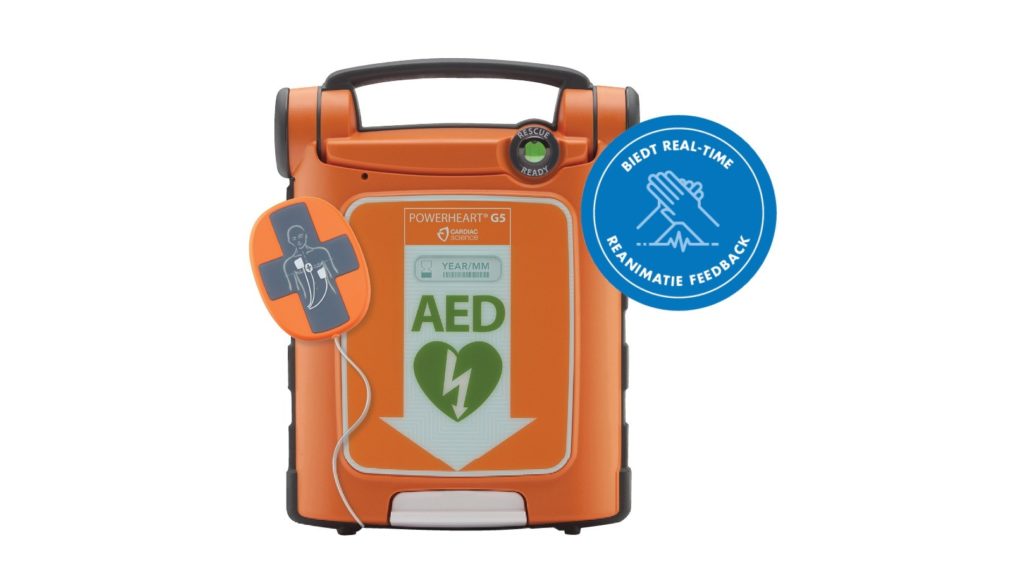 Cardiac Science Powerheart G5 AED vol- of halfautomaat is een betrouwbare en robuuste AED. Dankzij de combinatie van gesproken instructies en visuele aanwijzingen op het scherm, biedt deze AED goede begeleiding tijdens een inzet.