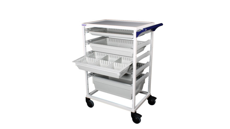 Chariot de soins ouvert pour bacs et paniers modulaires