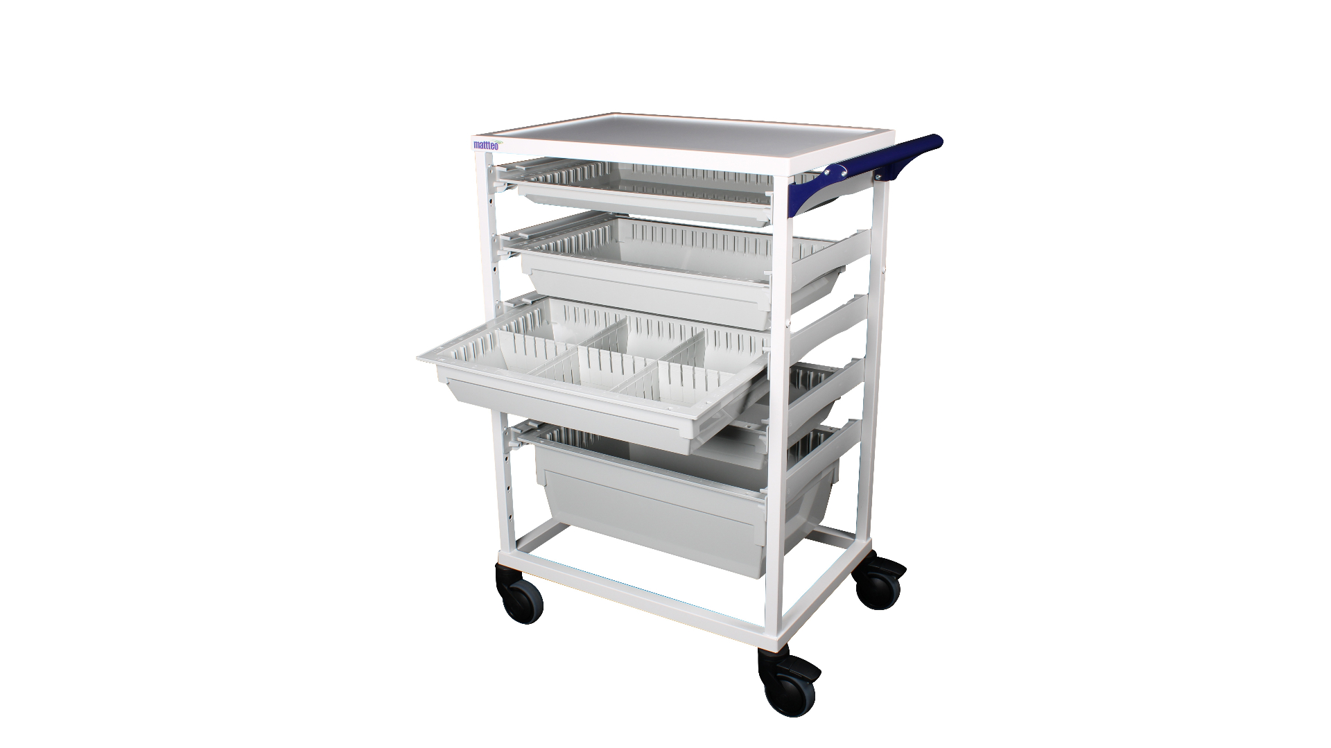 Chariot de soins ouvert pour bacs et paniers modulaires