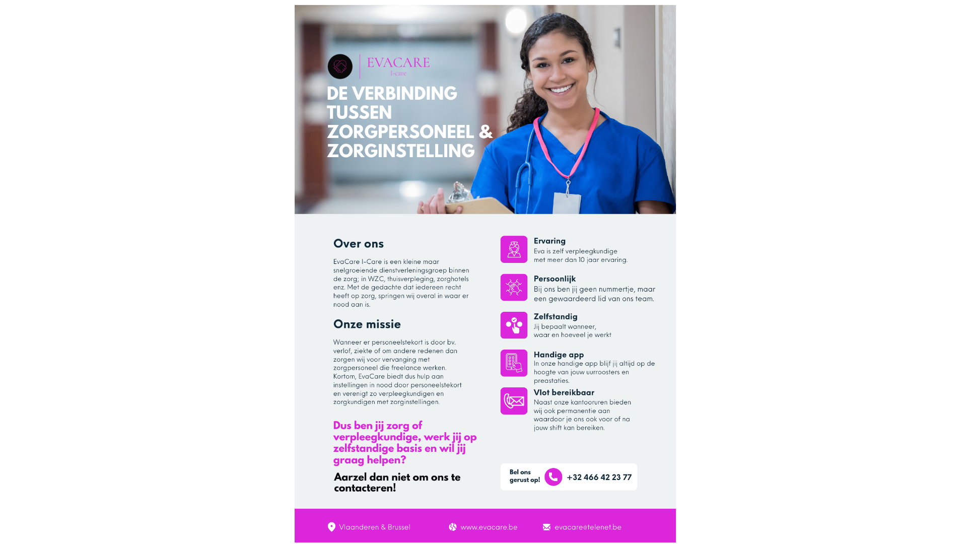 De verbinding tussen zorgpersoneel & zorginstelling!