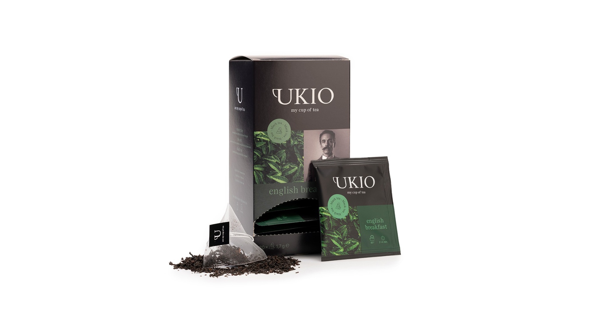 Ukio English Breakfast Losse zwarte thee in een handig zakje – 20 piramide builtjes, individueel verpakt