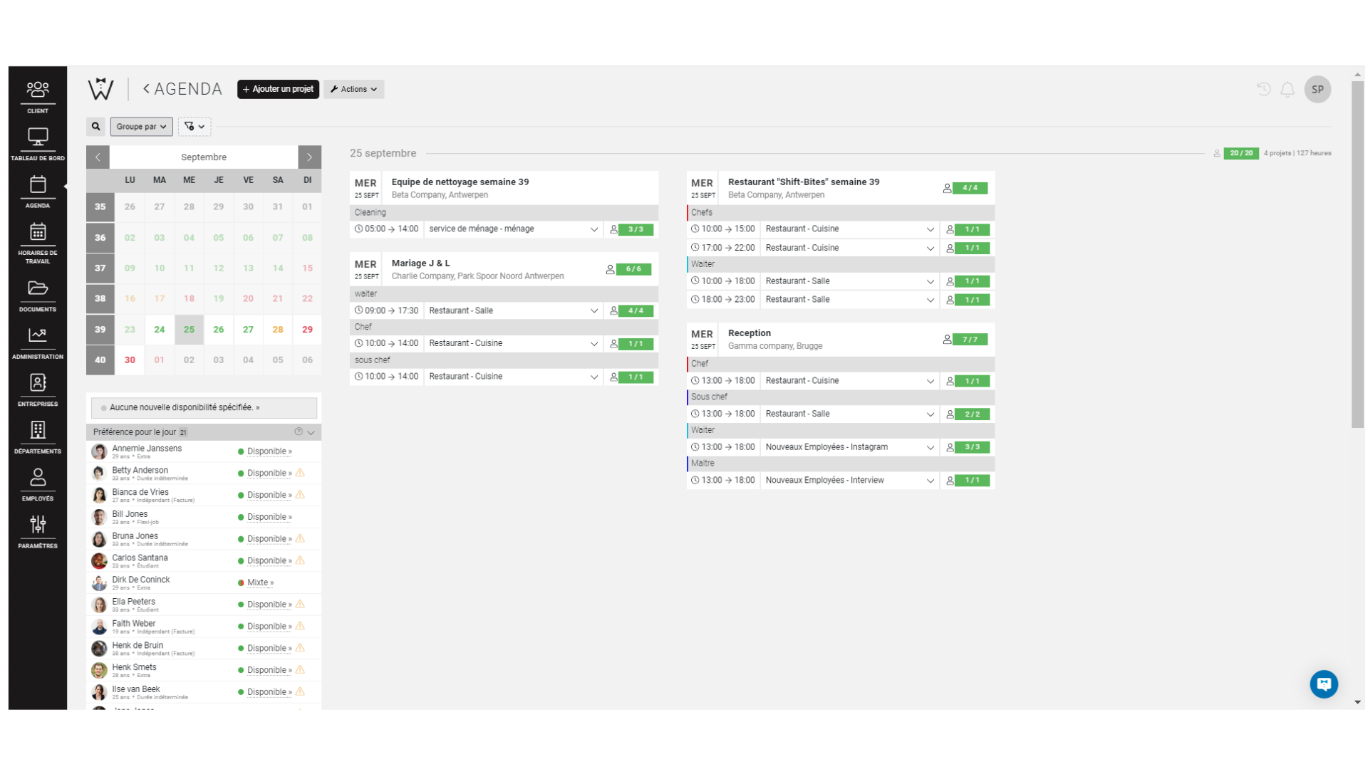 Agenda & Beschikbaarheden