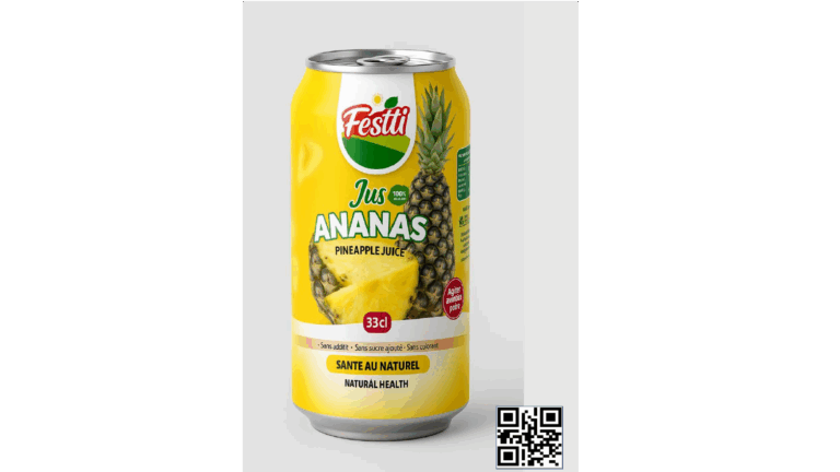 FESTTI JUS by AS GREEN toont de frisheid van natuurlijk sap van de Sugarloaf-ananas uit Benin. Het bedrijf werkt samen met meer dan 250 GLOBAL GAP-gecertificeerde producenten. Verkrijgbaar in 33 cl blikjes, 33 cl aseptische zakjes en 5-liter containers.