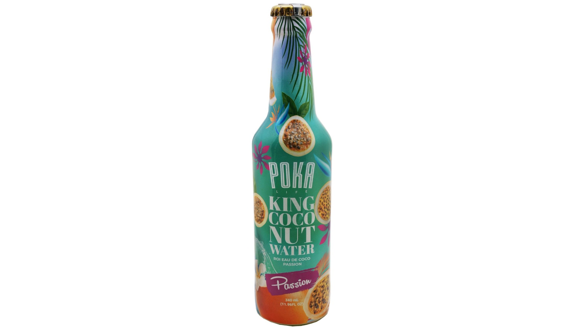 POKA King Coconut Water (Passion) – Glazen fles 340 ml