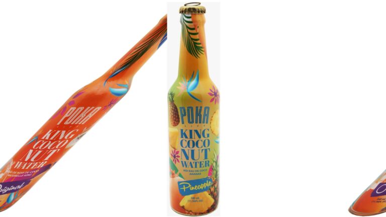 POKA Eau de Coco Roi (Ananas) – Bouteille en verre 340 ml