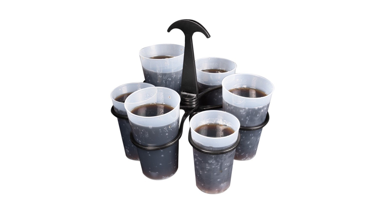 Dé innovatieve bekerhouder voor grote events: volledig in België gemaakt, hét alternatef voor het vervuilende karton. Je draagt 6 tot 10 dranken in één hand.