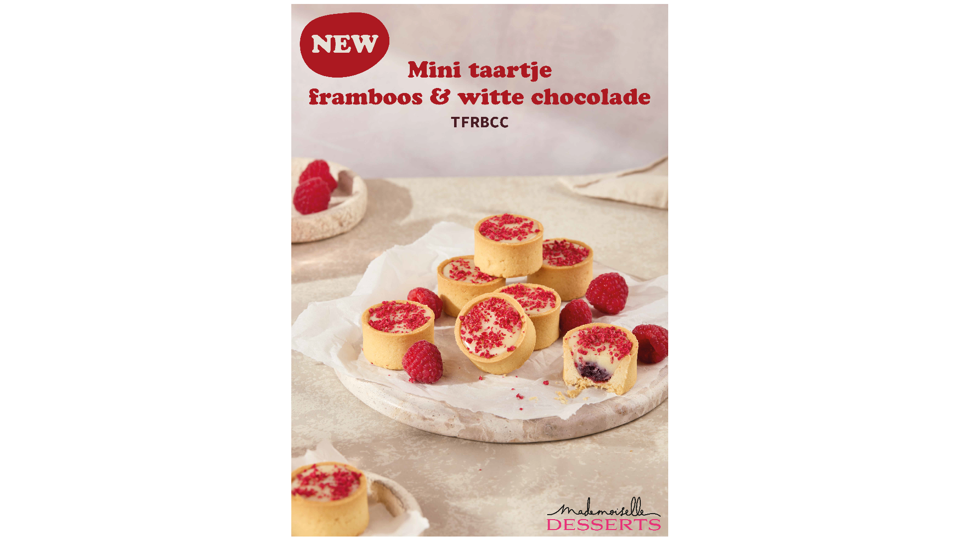 mini taartjes framboos & witte chocolade
