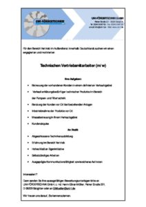 Uni-Fördertechnik – Verkäufer im Außendienst gesucht