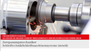 Zerspanungsmechaniker Schleiftechnik/Schleifmaschinensysteme (m/w/d)