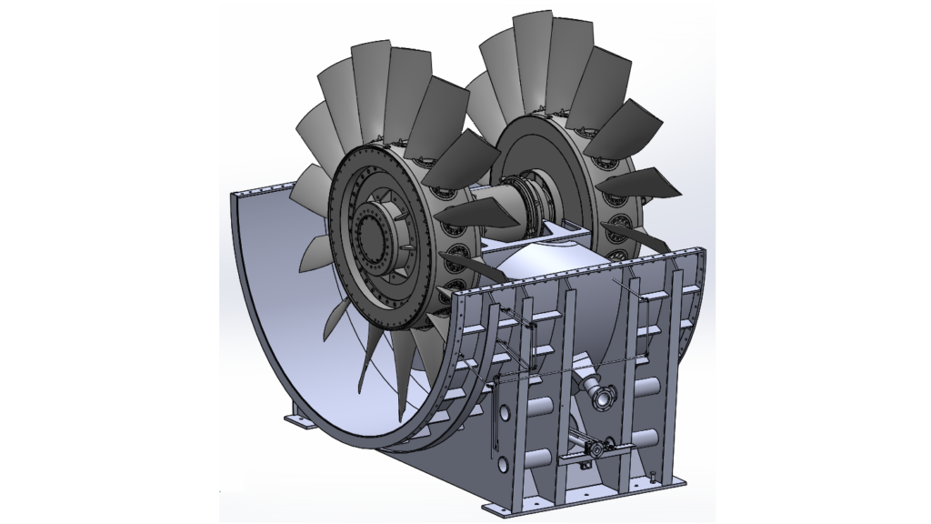 Two-stage impeller with fan bearing