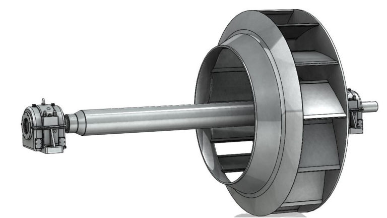 Impeller on shaft with Bearings