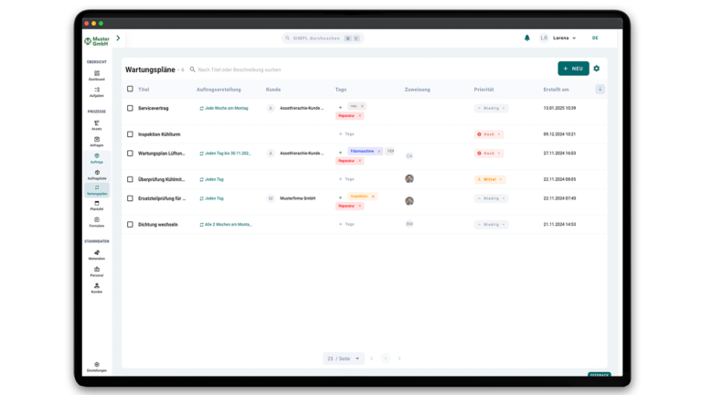 Maintenance & Servicing (CMMS)