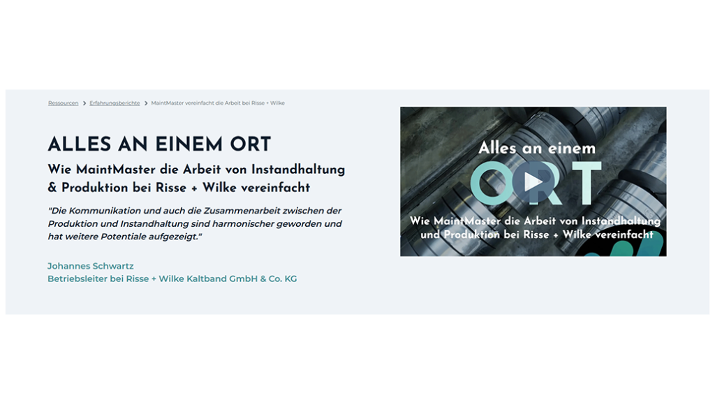 MaintMaster simplifies work at Risse + Wilke