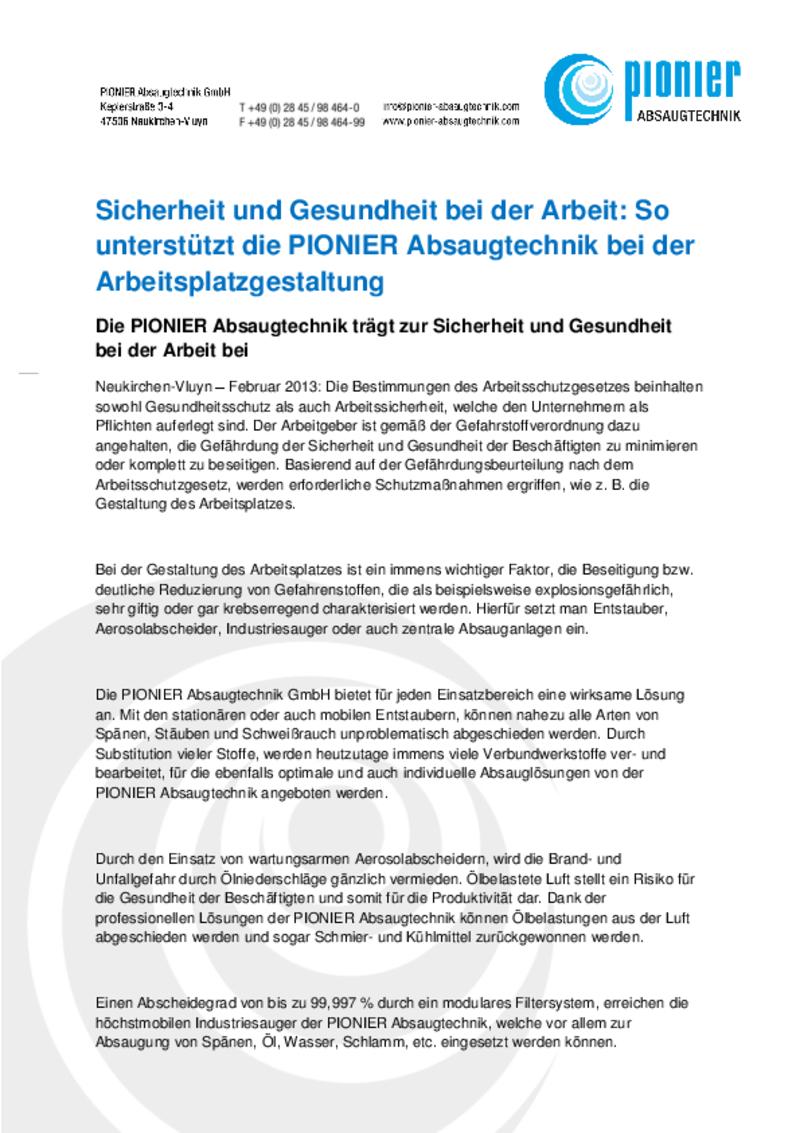 Sicherheit und Gesundheit bei der Arbeit