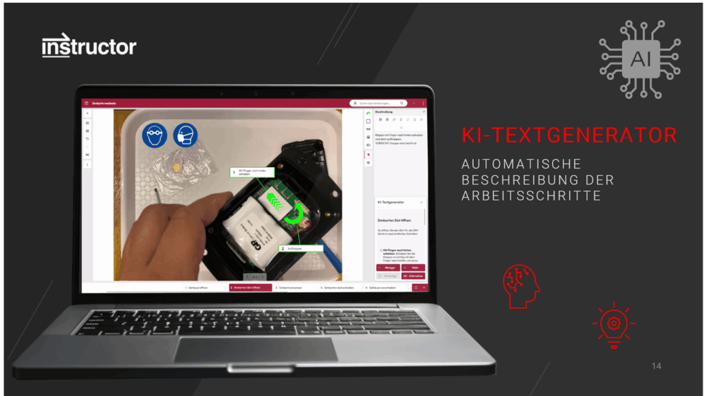 Artificial intelligence as a co-pilot for greater efficiency and clarity in illustrated instructions.