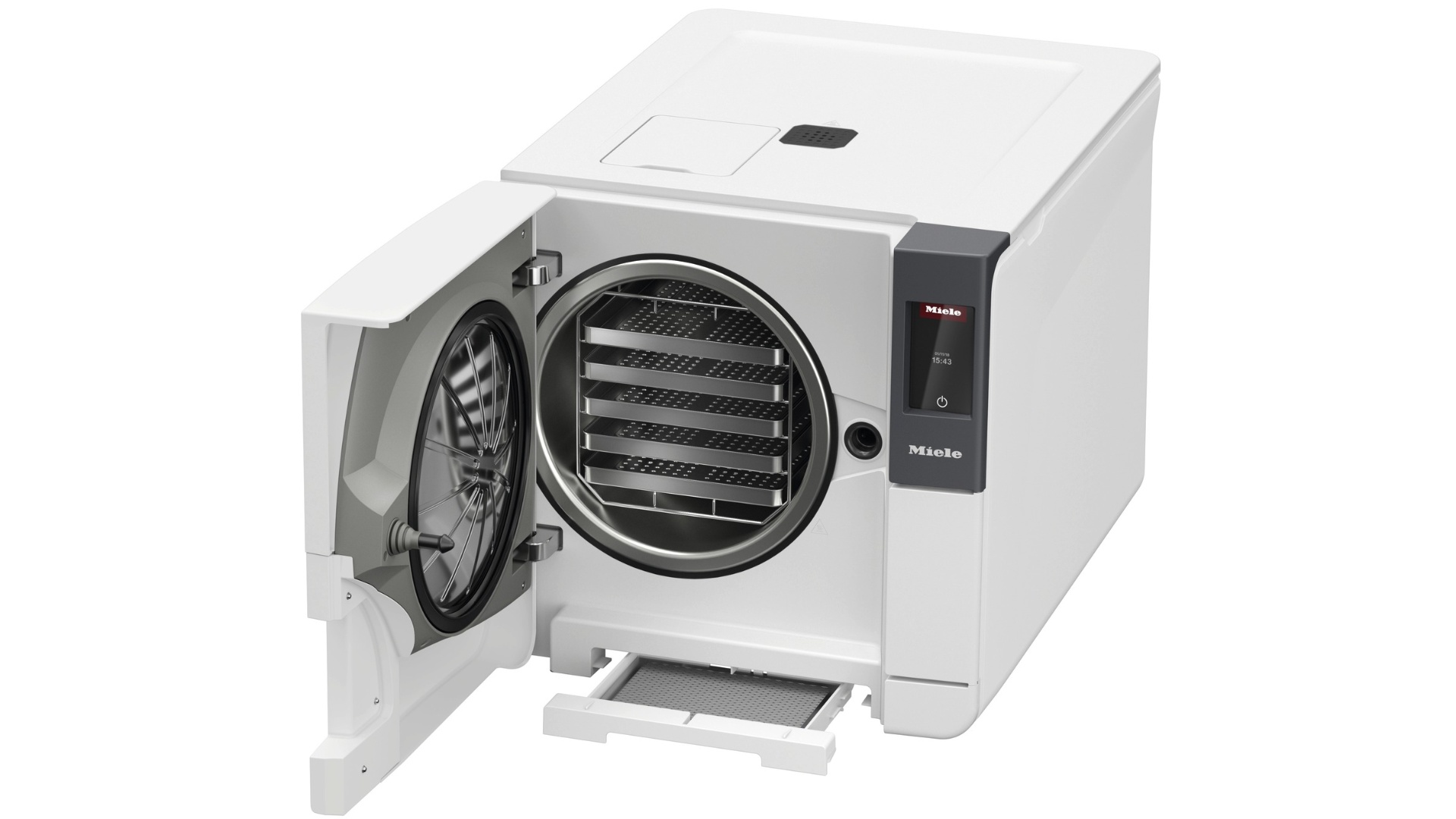 Small sterilizer CUBE PST 2210 with intuitive touch controls and an instrument capacity of 5.5 kg.
