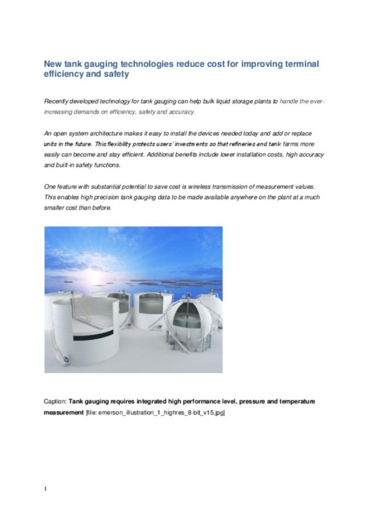 Technical article “Rosemount Tank Gauging System”