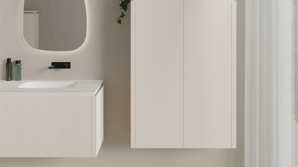 Balmani Eclips Ribbel Badkamermeubel: Sandbeige