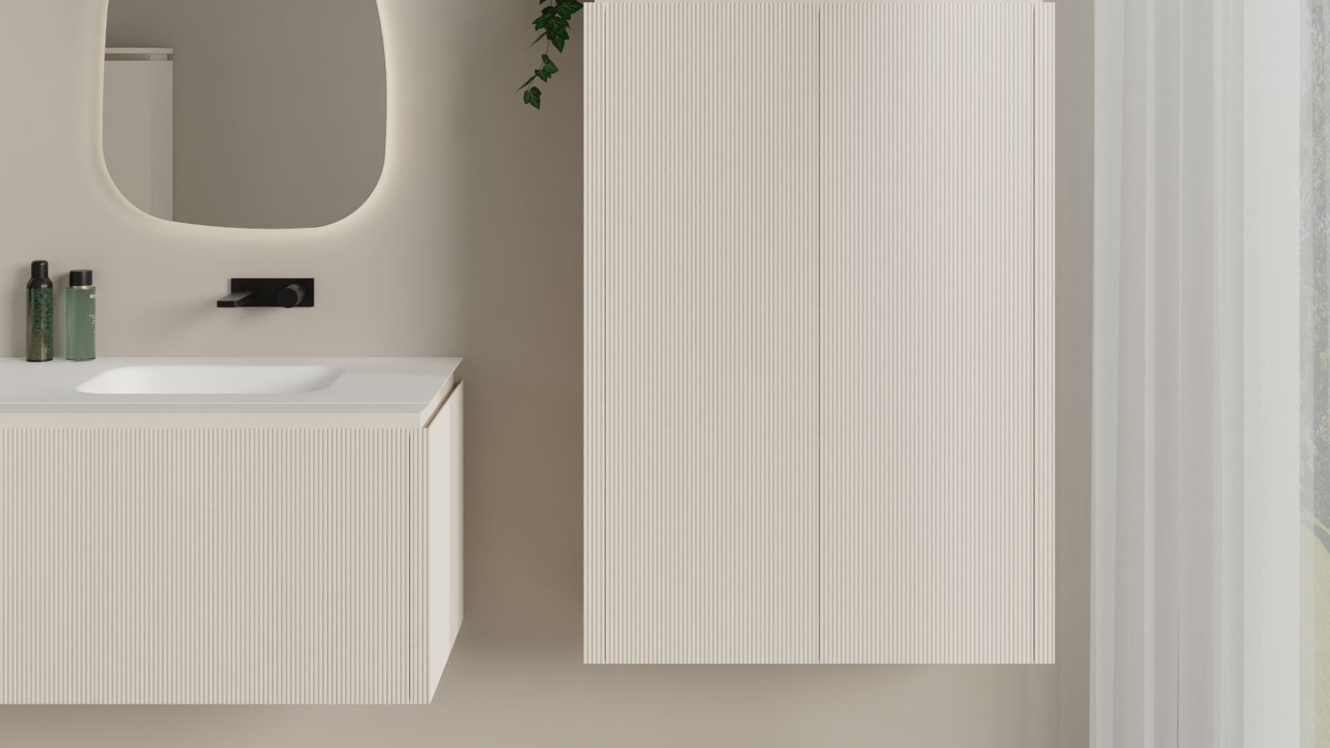 Balmani Eclips Ribbel Badkamermeubel: Sandbeige