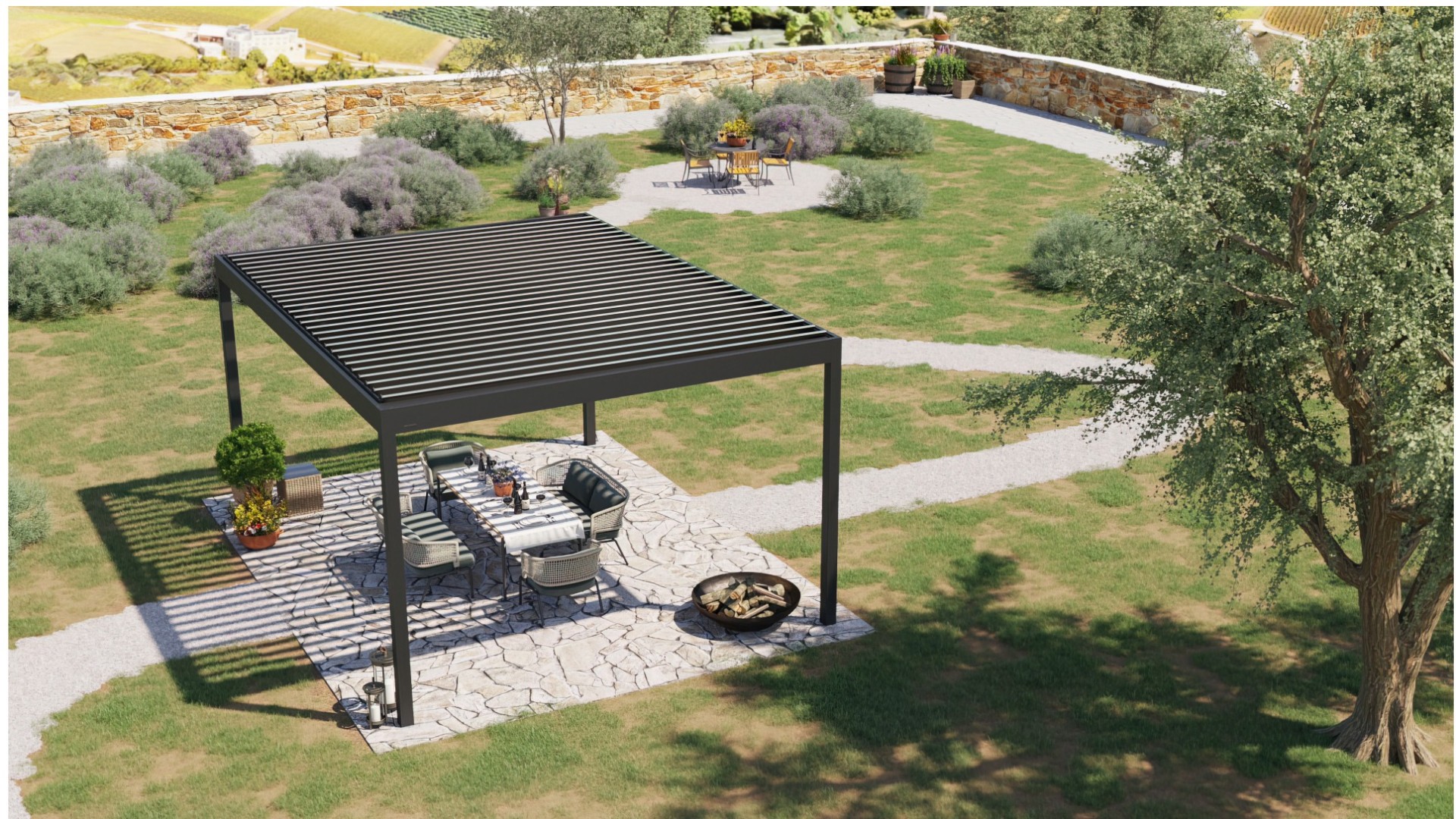 BRUSTOR B160 XL Terrasoverkapping met lamellendak