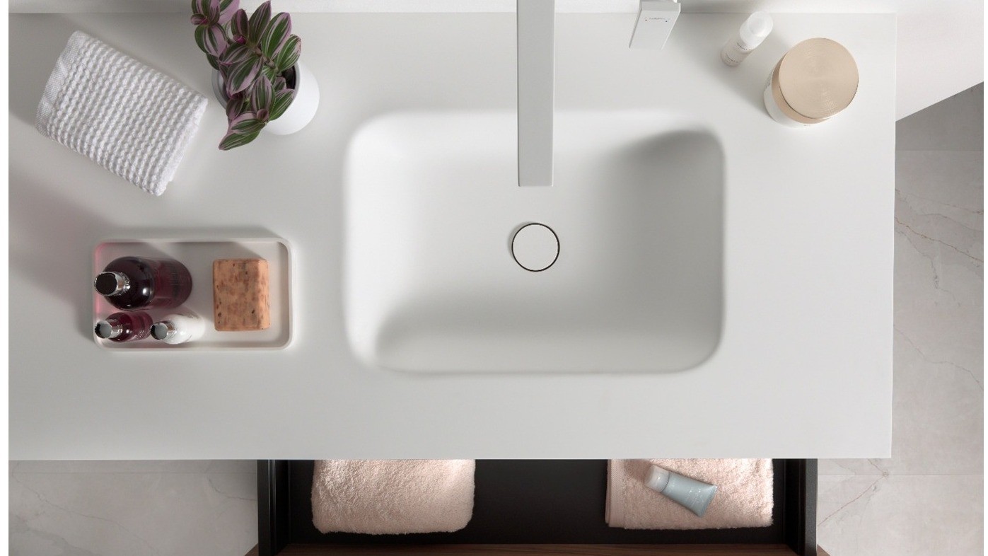 Balmani Arcato Wastafel: Mat wit – solid surface