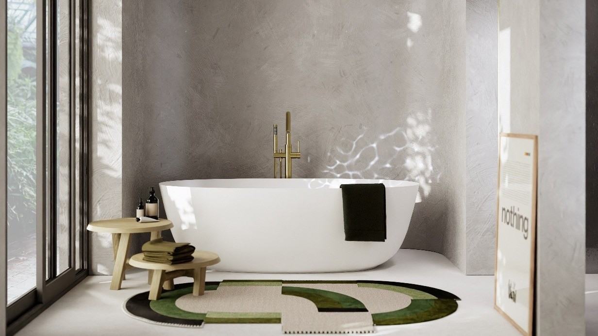 Balmani Largo vrijstaand bad: Mat wit – solid surface