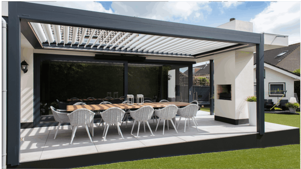 BRUSTOR B600 S Terrasoverkapping met openschuifbaar lamellendak