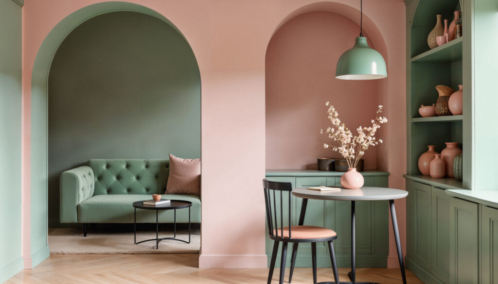 Groen en roze keuken