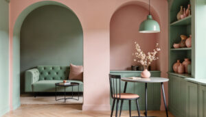 Groen en roze keuken