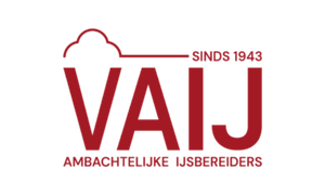 Rood VALJ-logo met tekst ambachtelijke ijsbereiders