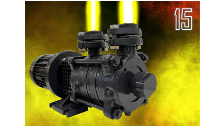 Product description 15: Horizontal, self-priming, gas-carrying side channel pumps in sectional casing design in close-coupled construction with open impellers. The programme includes the 1500 to 1530 series.